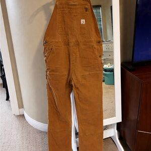 Carhartt Brown Rugged Flex Bib Overalls Women’s Small 4/6 Double Front 102438